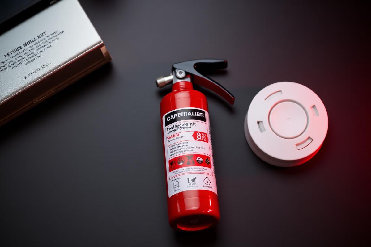 Kit de segurança residencial com extintor e detector de fumaça